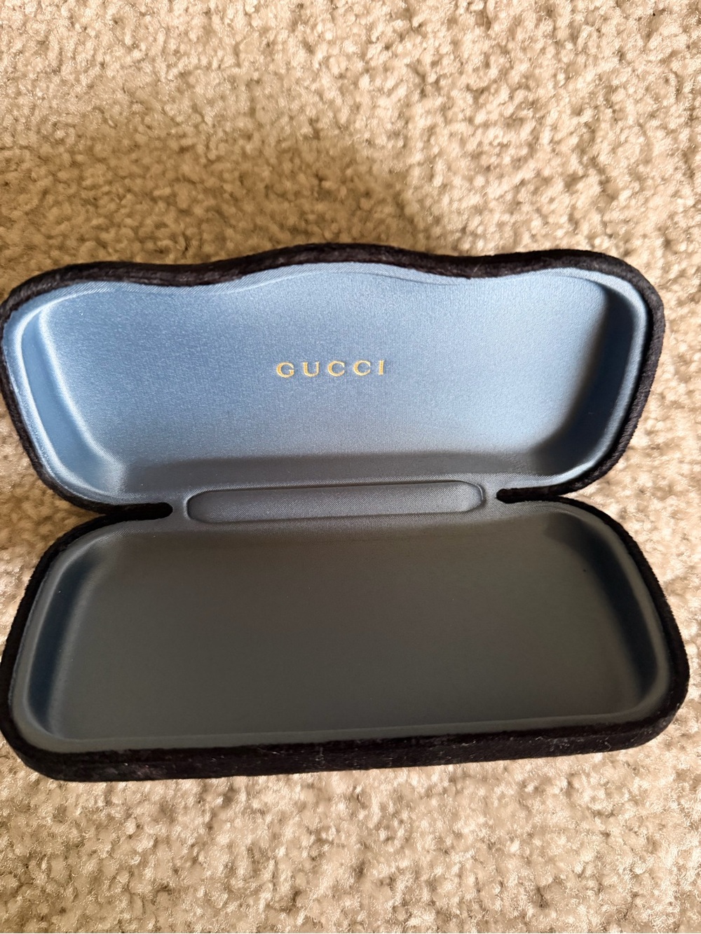 Gucci Velvet Eyewear Case in Light Blue and Black